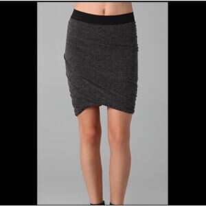 T Alexander Wang Velvet Trim Twist Bubble Hem Stretch Knit Skirt Gray Size S Y2k